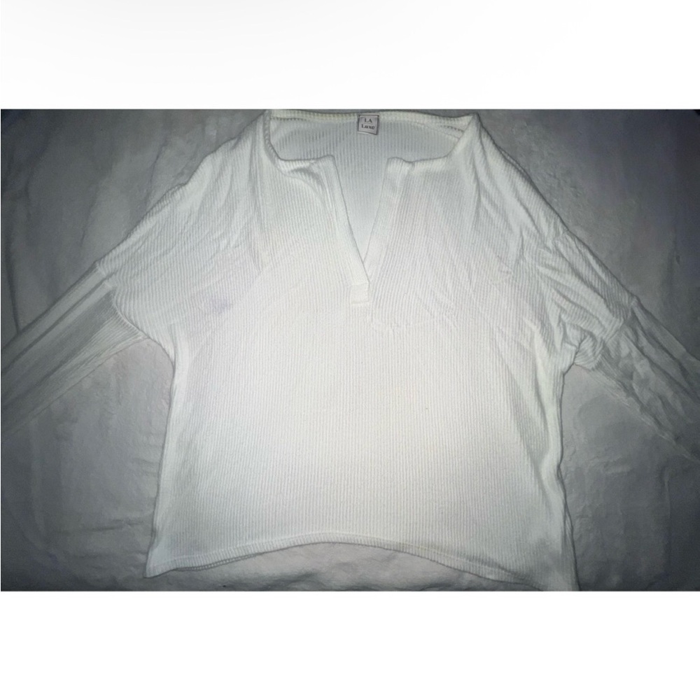 White Ribbed Long Sleeve